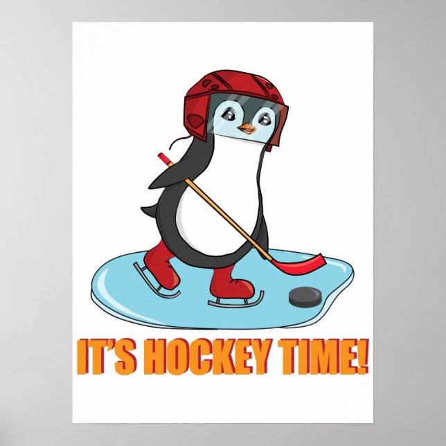 Poster É Hockey Time - Hóquei em Gelo Pinguim (Frente)