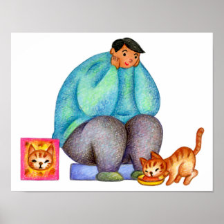 Poster É hora da refeição para o meu gato querido.
