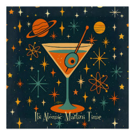 Pôster É hora do Martini Atômico Estrelas Cósmicas