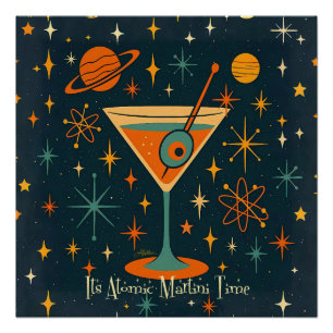 Pôster É hora do Martini Atômico Estrelas Cósmicas