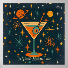 Poster É hora do Martini Atômico Estrelas Cósmicas
