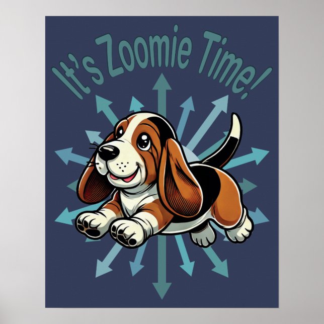 Poster É hora do Zoomie Basset Hound (Frente)