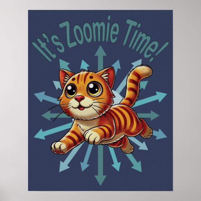 Poster É Hora do Zoomie Gato Tabby Laranja (Frente)