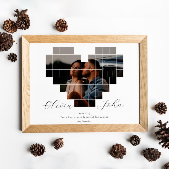 POSTER E IMPRESSÃO DE COLAGEM DO CORAÇÃO ANIVERSÁR (Criador carregado)