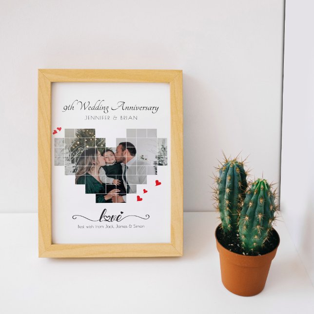 POSTER E IMPRESSÃO DE COLAGEM DO CORAÇÃO ANIVERSÁR (Criador carregado)