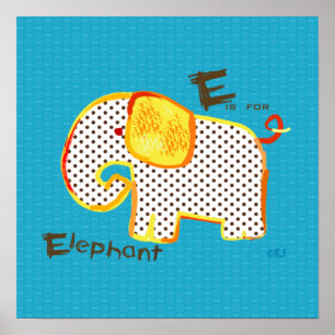 Pôster 'E is for elephant ' digital painting print