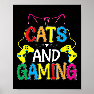 Poster E Jogos Para O Amante De Gatos Gamer Vídeo Game Pl