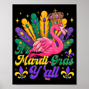Poster É Mardi Gras Yall Flamingo Carnaval Nova Or
