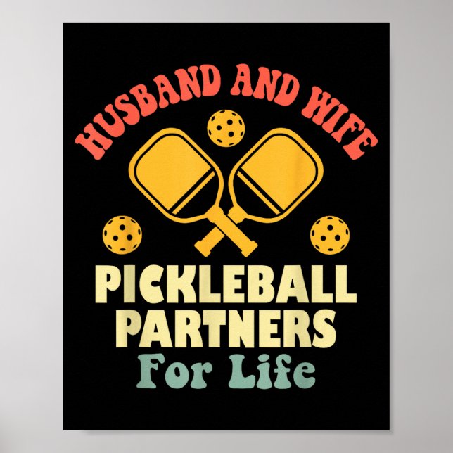 Poster E Marido Esposa Parceiros de Pickleball Vida (Frente)