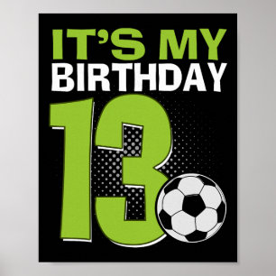Poster É Meu 1º Aniversário Menino Futebol 1 Ano de Idade