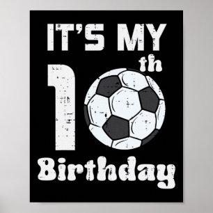 Poster É Meu 10º Aniversário Futebol 10 Anos Bday Pé