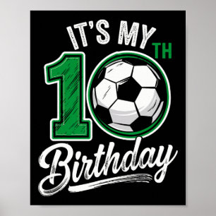 Poster É Meu 10º Aniversário Futebol 10 Anos de Idade Ani