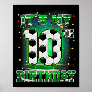Poster É Meu 10º Aniversário Menino Futebol 10 Anos De Id