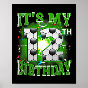 Poster É Meu 12º Aniversário Futebol Masculino 12 Anos Pa