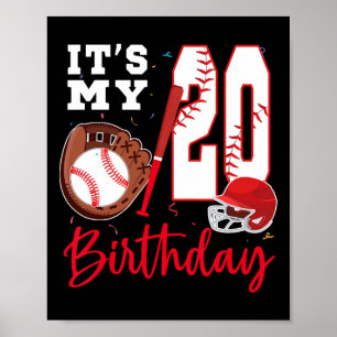 Poster É Meu 20º Aniversário Jogador de Beisebol de 20 An