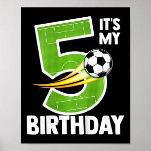 Poster É meu 5º aniversário menino futebol Ll 5 anos