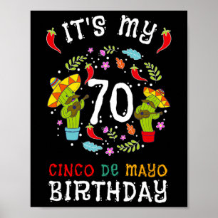 Poster É Meu 70º Aniversário Cinco De Mayo Camisa Kid Hom