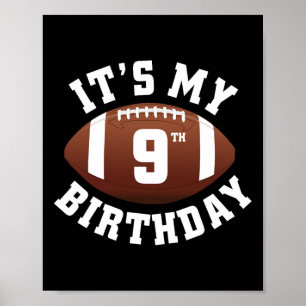 Poster É Meu 9º Aniversário Menino Jogador de Futebol de