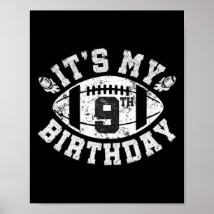 Poster É Meu 9º Aniversário Menino Jogador de Futebol de 