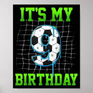 Poster É Meu 9º Aniversário Piada Futebol Aniversariante