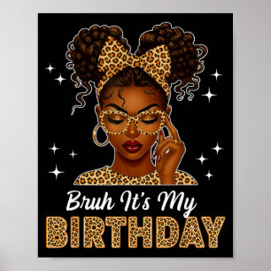 Poster É Meu Aniversário Afro Menina Mulher Menina 