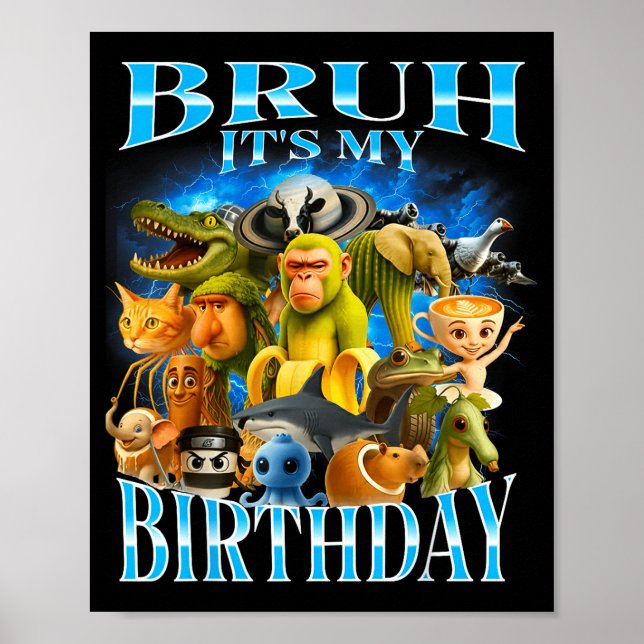 Poster É Meu Aniversário Engraçado Brainrot  (Frente)