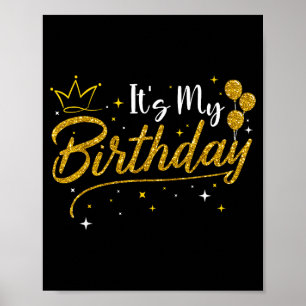 Poster É Meu Aniversário Festa de Aniversário Mulher Meni