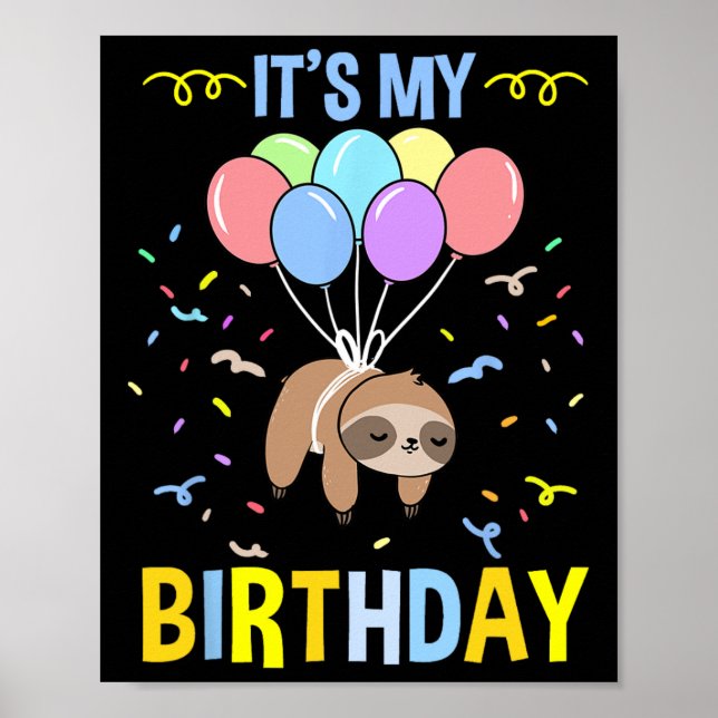 Poster É Meu Aniversário Preguiça  (Frente)