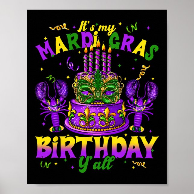 Poster É Meu Mardi Gras Aniversário Yall Mardi Gras Happy (Frente)