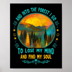 Poster E Na Floresta Eu Vou Caminhando Acampando Verão Câ