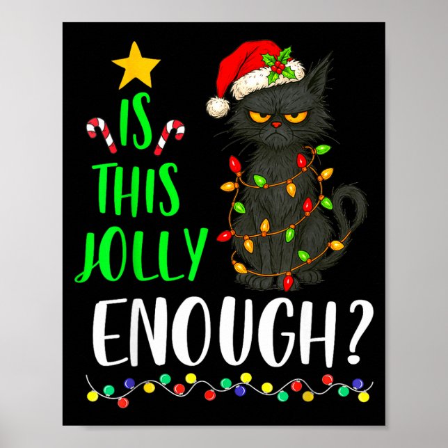Poster É Natal de Gato Preto Engraçado o Suficiente Alegr (Frente)