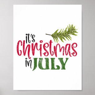 Poster É Natal Em Julho Divertido Papai Noel Praia Verão