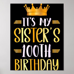 Poster É o 100º Aniversário da Minha Irmã Feliz 100 Anos 