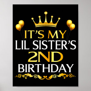 Poster É o 2º Aniversário da Minha Irmãzinha Feliz Aniver