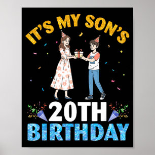 Poster É o 20º aniversário do meu filho Feliz 20 anos men