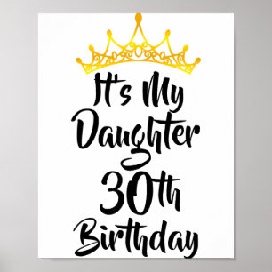 Poster É o 30º Aniversário da Minha Filha Coroa Feliz 30 