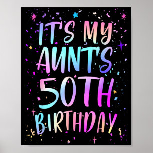 Poster É o 50º Aniversário da Minha Tia Colorido Feliz 50