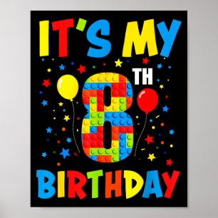 Poster É o 8º aniversário de 8 anos de blocos de construç