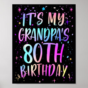 Poster É o 80º Aniversário do Meu Avô Colorido Feliz 80 A
