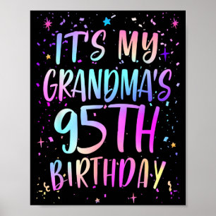 Poster É o 95º Aniversário da Minha Avó Colorido Feliz 95