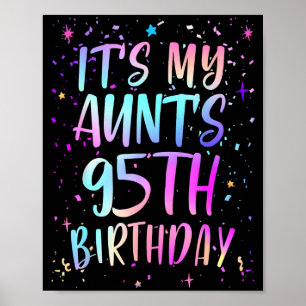 Poster É o 95º Aniversário da Minha Tia Colorido Feliz 95