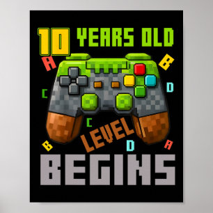 Poster É o meu 10º aniversário controlador de jogos pixel