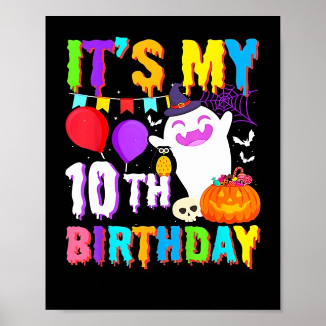 Poster É o meu 10º Aniversário Oferece ao Fantasma Pumpki (Frente)