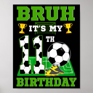Poster É o meu 11º aniversário, festa temática de futebol