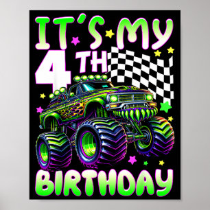 Poster É o meu caminhão monstro de aniversário de 4 anos