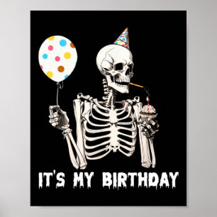 Poster É o meu esqueleto de aniversário de Halloween, ani