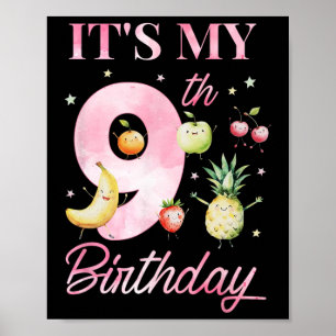 Poster É o meu nono aniversário, Fruta de dança, 9 anos,