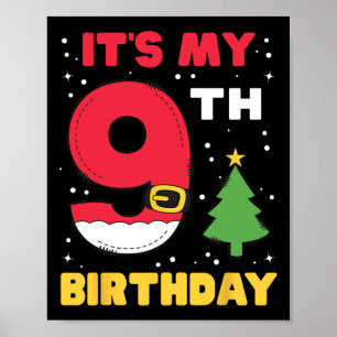 Poster É o meu nono aniversário Natal de 9 anos Papais no