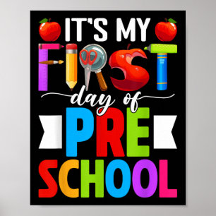 Poster É o Meu Primeiro Dia de Pré-escola de Volta às Aul