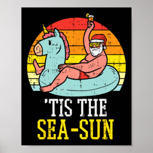 Poster É O Sol Marinho Santa Unicórnio Flutuante Verão Na